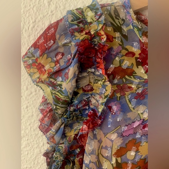 NWT Anthropologie Velvet “Keiara” Chiffon Ruffle Sleeve Top -XS - Picture 5 of 16